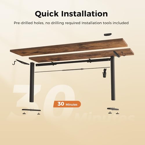 Image of Agilestic Electric Standing Desk, 55 x 24 Inches Height Adjustable Desk, Sit Stand up Desk for Work Office Home, Splice Board, Rustic Brown
