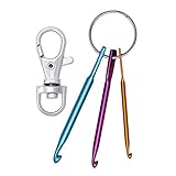 Mini Crochet Hooks with Keychain and Swivel Hooks Aluminum Knitting Needles Tool Suitable for Yarn...