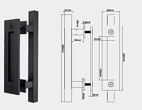 SUYA 12 Inch Sliding Barn Door Handle Heavy Duty Pull and Flush Handle Set Large Rustic Two Side Design Fits for Kitchen Gate Sheds Garage,Matte Black Finish