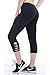Heat Move Women's Mid Waist Workout Yoga Capri Pants Crisscross Strappy Mesh Yoga Leggings with Hidden Pocket (XS-XL) (Medium, Black-Side Cross)