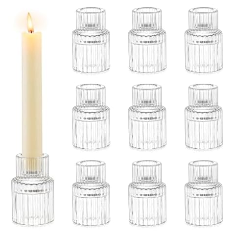 Romadedi Clear Glass Candle Holders Set Cover