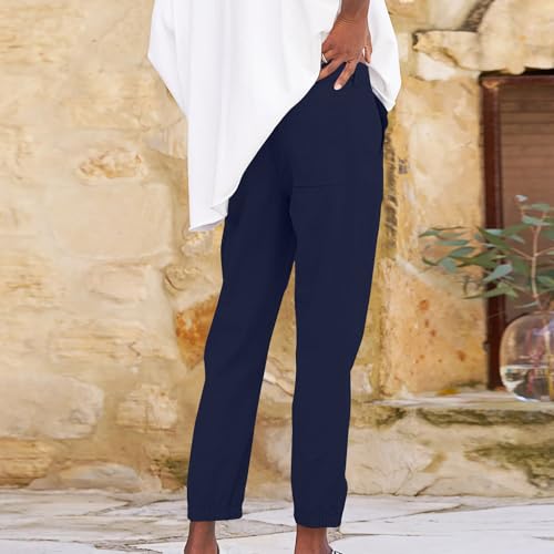 Summer Linen Pants for Women Casual Lounge Pants with Pockets Slim Fitting Pants Fashion Trendy Pants for 20254