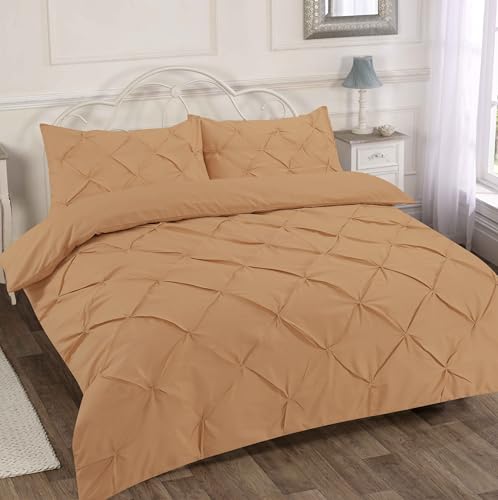 Home Sweet Home UK Pintuck Double Size Duvet Cover Sets Soft PolyCotton Duvet Cover Sets Doublesize With Button Closure Non-Iron Easy Care Bedding With Matching Pillowcases