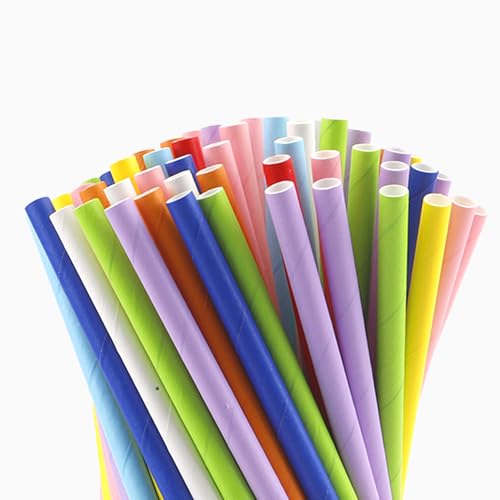 100 pitillos de papel color sólido, desechables miniatura 1