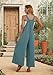 IWOLLENCE Women's Summer Jumpsuits Boho Wide Leg Overalls Casual Loose Rompers with Pockets 2024 Blue Green XX-Large