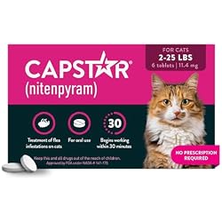 Capstar (nitenpyram) Cat Flea Treatment, Fast-Acting Oral Flea Treatment for Cats 2-25 lbs, Vet-Recommended Medication Tablets Start Killing in 30 Minutes, 6 Doses