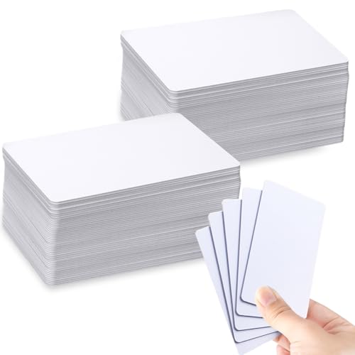 LOSYHU 100 tarjetas de PVC blanco en blanco de alta calidad, tarjetas de identificación de negocios de plástico imprimibles, tarjeta de crédito CR80 de 30 mil 0.76 mm, compatible con todas las