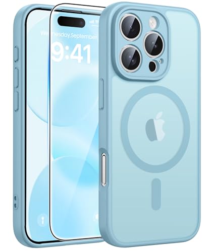 Image of FNTCASE for iPhone 16 Pro Max Case: [Compatible with Magsafe] Translucent Matte Cases with [Full Camera Protection] [Screen Protector] Military Grade Shockproof Protective Phone Cover - Teal