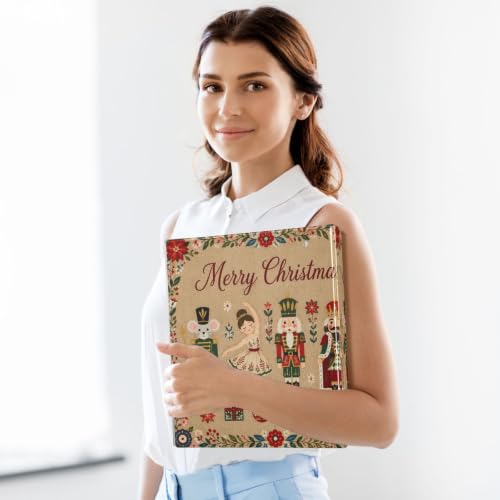 Image of 3 Ring Binder Nutcracker Ballet Christmas 1.5 inch Binders Three Ring Binders with Clipboard Fit 8.5'' x 11'' Paper 3 Interior PVC Clear Pockets for Office Supplies