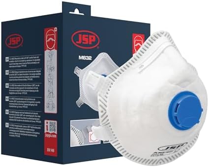 JSP M632 FFP3 Maske mit Ventil (10er Pack) - Staubmaske - Feinstaubmaske | Schutz vor Feinstaub, Quarzstaub, Schimmel - Heimwerken, Industrie - 99% Partikelfilterung - Vom PPE-Spez