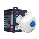 JSP M632 FFP3 Maske mit Ventil (10er Pack) - Staubmaske - Feinstaubmaske - Schutz vor Feinstaub, Quarzstaub, Schimmel, Aerosolen, Viren - Heimwerken, Industrie - 99% Partikelfilterung - EN149