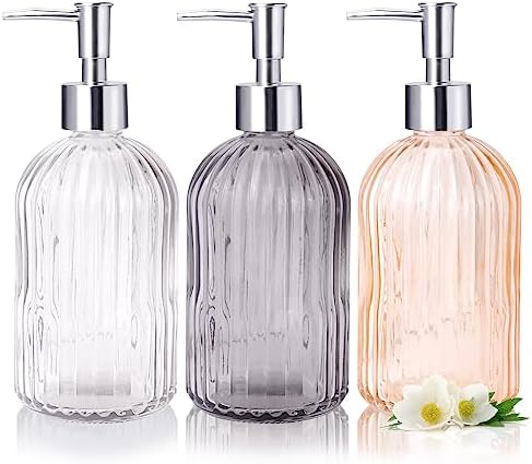 RUITENG 3 Pack Soap Dispenser Set, 14 Oz Clear Glass Soap Dispenser ...