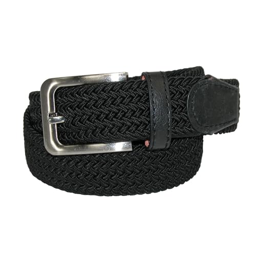CTM Men's Elastic Braided Stretch Belt with Silver Buckle
