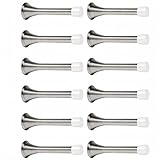 Spring Door Stops,12 Pack Flexible Heavy Duty Spring Door Stopper with RustProof Screw Rubber Bumper Tips (Silver)