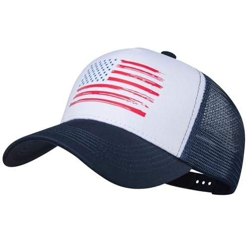 Image of VIONLAN Baseball Cap American Flag Trucker Hat for Men Women 3D Embossed Logo Adjustable Outdoor Mesh Snapback Hat