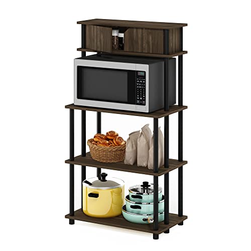 Furinno Turn-N-Tube Kitchen Storage Shelf with Top Cabinet for Kitchen, Dining Room and Home Office, Columbia Walnut/Black - image 1