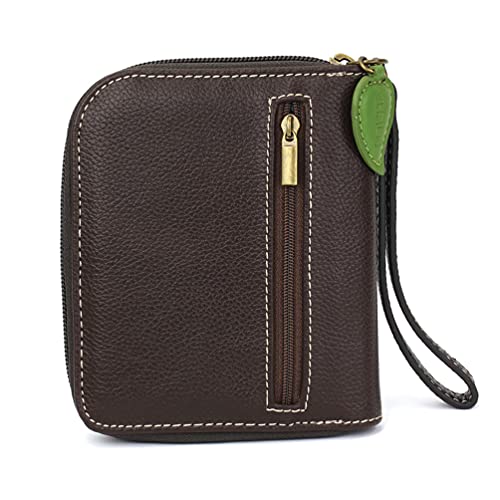 Image of CHALA Zip Around Wallet, Wristlet, 8 Credit Card Slots, Sturdy Pu Leather - Fox A - Olive Stripe