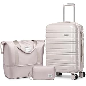 LARVENDER LARVENDER Kofferset 3 Teilig, Handgepäck Koffer 55cm, Glossy Champagne LARVENDER LARVENDER Kofferset 3 Teilig, Handgepäck Koffer 55cm, Glossy Champagne