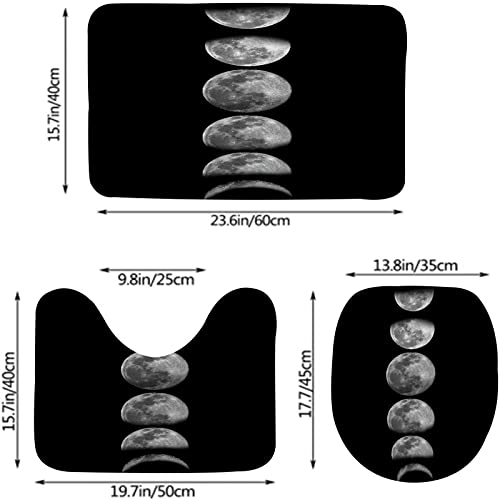 Badezimmerteppich-Set, 3-teilig, Emotionsphasen des Mondmusters, waschbare Badeteppiche, rutschfest, mit Rückenpolster, Konturteppich und Toilettendeckelbezug – Bild 3