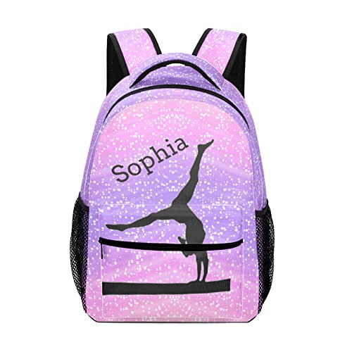 Girls Gymnastics Abstract Backpack Personalized Book Bag Sport Casual Hiking Camping Pack with Name