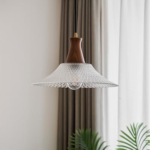 Pendentif américain en verre de noyer rétro à suspension légère - 4