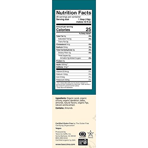 Teeccino Coffee Alternative – Dandelion Vanilla Nut – Detox Deliciously With Dandelion Herbal Coffee That’s Prebiotic, Caffeine Free & Gluten Free, Medium Roast, 10 Ounce #TOP3