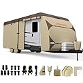 Umbrauto Travel Trailer RV Cover: 2024 Upgraded 23-24' Waterproof Camper Cover 7 Layers Top/ 3 Layers Side Cover with 4 Trailer Tire Covers, Tongue Jack Cover, Gutter Cover and Extra Windproof Ropes