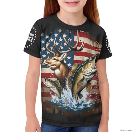Image of WELLFLYHOM Kids Tshirts Girls Boys Short Sleeve Crewneck Tees Shirts Casual Sport Pullover Tops Size 3-16 Years