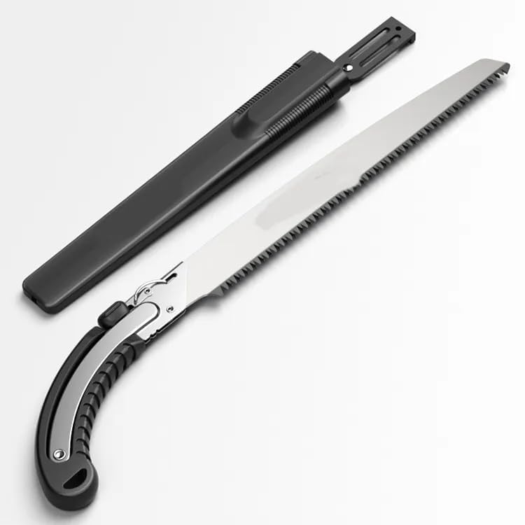 Image of Hand Pruning Saw - Curved Blade Tree Cutter with Blade Sleeve | Sharp Triple-Edge Teeth | Rust-Resistant Steel | Manual Saw for Gardening, Branch Cutting & Trimming (Pack-1)