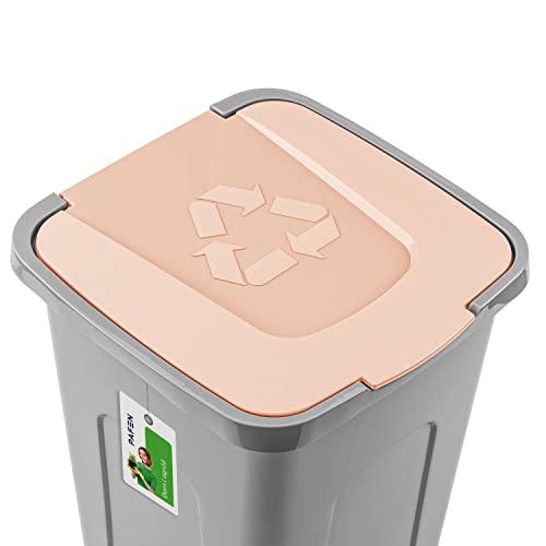 PAFEN Duży kosz na śmieci 50l z pokrywą - kosz na śmieci 550 x 365 x 370mm - kosz na śmieci do segregacji śmieci Segregacja odpadów Kolektor odpadów, brązowy