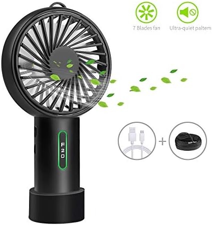 Ifecco 2600mAh USB Mini Handheld Fan, Portable Outdoor USB Fan, Personal Electric Desk Fan with Rechargeable Battery, Quiet Adjustable Angle Hand Fan for Traveling, Office and Home