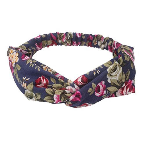 Lurrose Pacote com 4 tiaras femininas elásticas com estampa floral, elásticas, elásticas, elásticas,