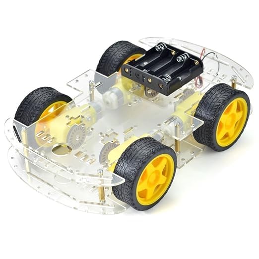 Tayal 4WD DIY Smart Robot Car Chassis Kit with Speed Encoder, 4-Wheel Drive Double Layer Plastic Chassis with Yellow Wheels and Motors-image-21