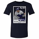 500 LEVEL Reggie Jackson Shirt (Cotton, Medium, True Navy) - Reggie Jackson Throwback Card WHT