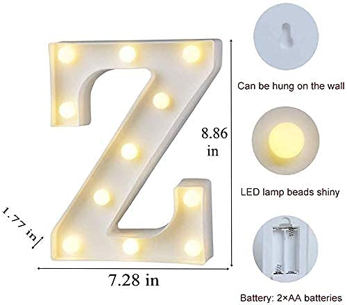 Image of Marquee Z Alphabet Shaped LED Light Lamp for Decoration Decore Walls Hanging Birthday Party Wedding (Z)