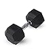Day 1 Fitness Rubber Hex Dumbbell Shaped Heads to Prevent Rolling and Injury - Ergonomic Hand Weights for Exercise, Therapy, Building Muscle, Strength and Weight Training - 30 lb Single