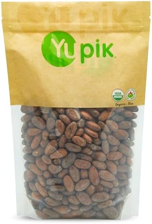 Yupik Organic Raw Cacao Beans, 2.2 lb (35.2 oz), Vegan, GMO-Free, Kosher, Gluten-Free, Dried Beans, Fermented, Unroasted, No Sugar Added, Source of Fiber & Iron, Ideal for Baking & Chocolate Making