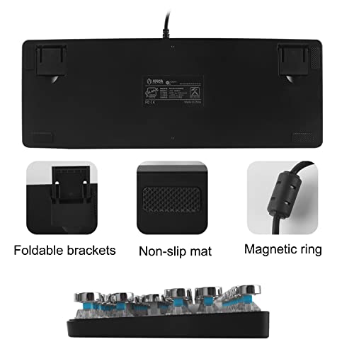 Image of HJK917 USB Wired Mechanical Gaming Keyboard, Blue Axis 87 Round Keys, RGB LED Backlit, Waterproof, Typewriter Style, Ergonomics, Easy to Hit, Compatible with PC /Laptops /Windows for Work /Game (Black)