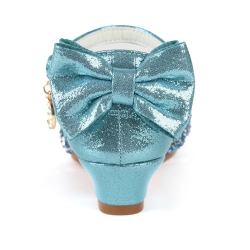 Image of ChuLian Girls Sandals Little Kids Glitter Bow Dress Shoes Crystal Low Heel Sequins Princess Sandals Toddler Flower Wedding Party Shoes