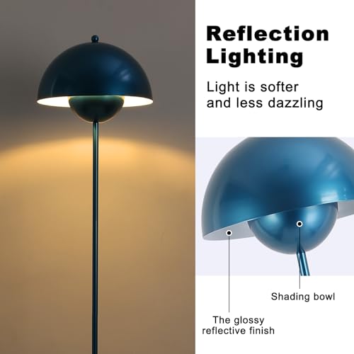 Image of Mid-Century Modern Metal Bud Floor Lamp for Home and Office, Pearl Blue