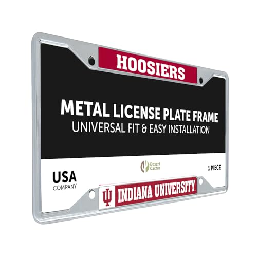 Desert Cactus Indiana University Bloomington Hoosiers Regular Car Accessories Metal License Plate Frame and Tag Holder for Front or Rear of Car (Mascot)