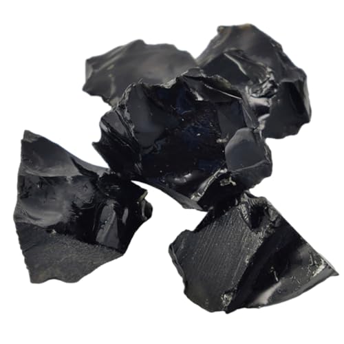 Pierre obsidienne naturelle : lot de 5 ornements irréguliers pour votre décoration