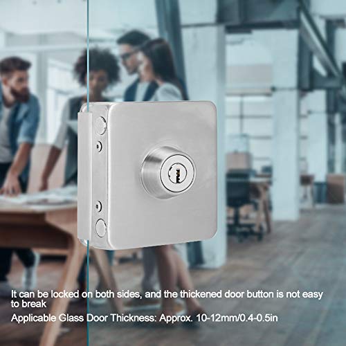 Door Lock Latch, Glass Door Latch No Drilling Solid for Home Office, Metallic Silver - Image 2