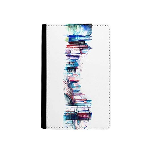 Protège-passeport aquarelle gratte-ciel moderne et étui porte-cartes voyage