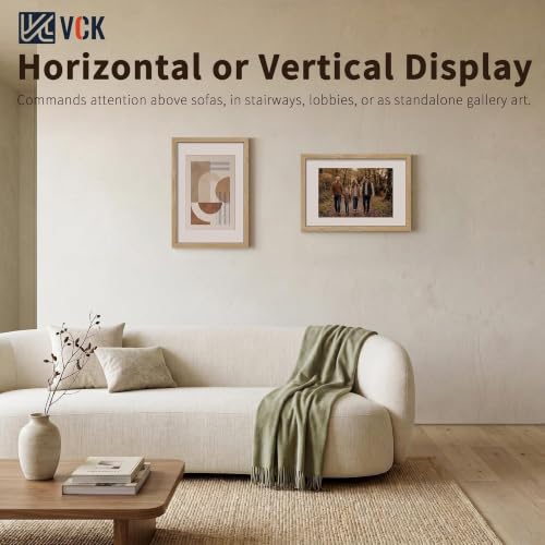 Image of VCK 16x24 Picture Frame 5 Pack, Natural Exclusive Wood, 12x18 Mat, for Arts