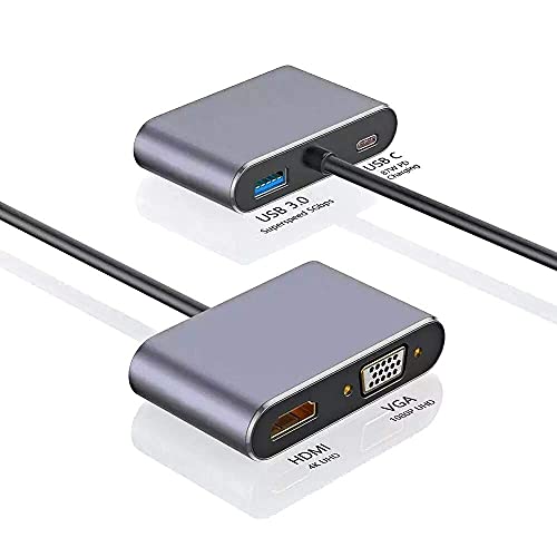 Image of Tobo USB C Hub with Type C 4 in 1 USB Hub, Dual Screen Display, 4K HDMI /HDTV, VGA Adapter and USB 3.0 Charging - TD-273TC