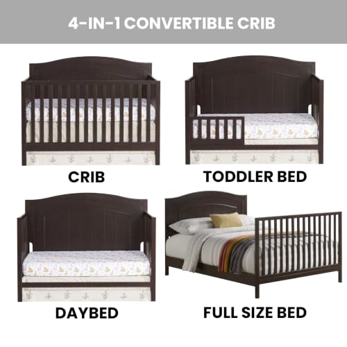 Image of Oxford Baby Nolan 4-in-1 Convertible Baby Crib, Espresso Brown, GreenGuard Gold Certified