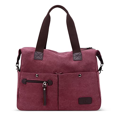 DIRRONA Mode Damen Canvas Handtasche Canvas Schultertasche Beiläufig Hobo Tasche Schule Einkaufen Multi Tasche Umhängetaschen Täglich Segeltuch Tasche Rot A Cover