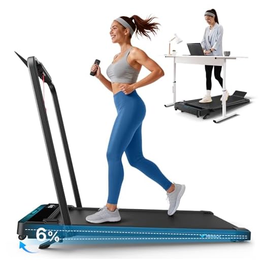 MERACH Walking Pad mit 6% Steigung, 1-12km/h 2 in 1 Laufband Klappbar, 3.0HP Laufband für Zuhause with Handle Bar, 136KG Capacity Treadmill, Laufbänder Schreibtisch, LED, APP, Einfach zu Verstauen