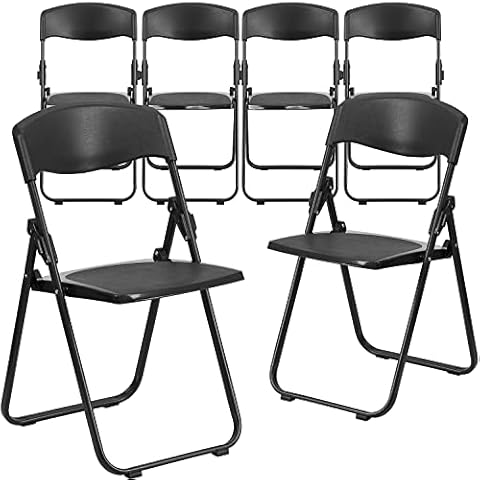 Flash Muebles Hercules Serie 880 LB. Silla plegable de plástico con ganging Soportes, Negro, Paquete de 6 Cover